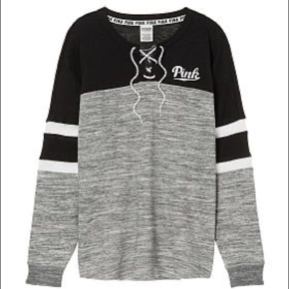 Victoria's Secret Pink Lace Up Varsity Crew